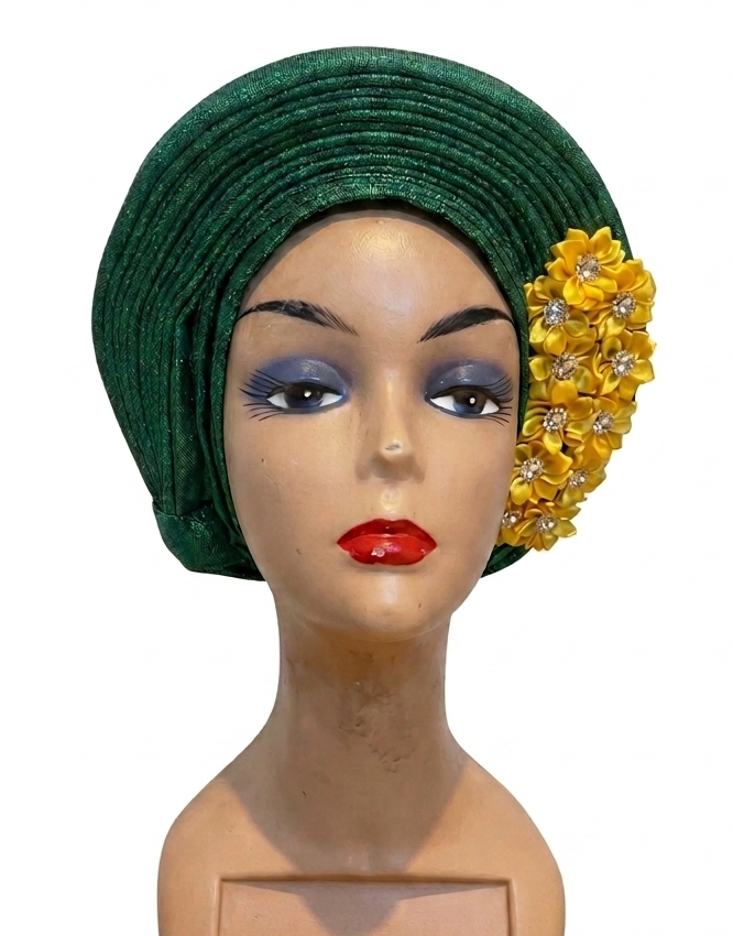 Premium Pre-Tied Auto Gele – Handcrafted Headwrap in Multiple Colors