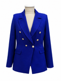 Royal Blue Belted Tailored Suit Set