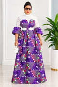Purple African Print Maxi Dress
