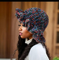Boho-Chic Variegated Crochet Bonnet with Dramatic Ruffled Brim