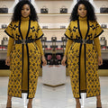 2-Piece Turtle Neck Monogram Knit Dress & Cardigan Set