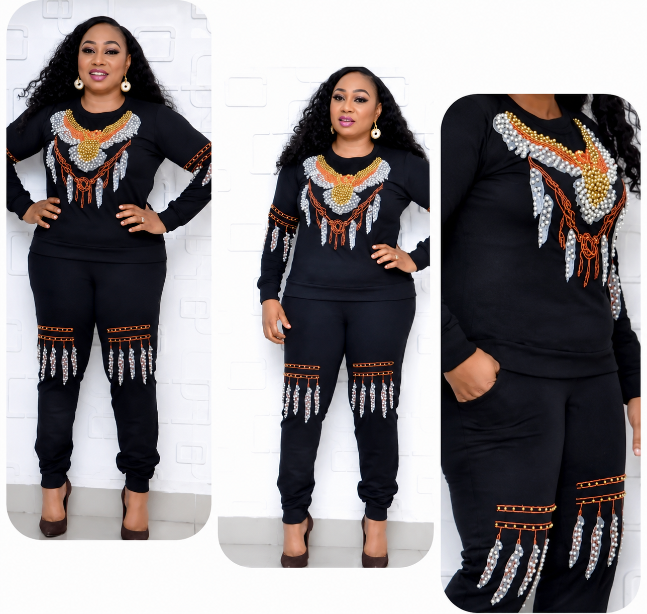 Embellished Eagle Luxe Two-Piece Set