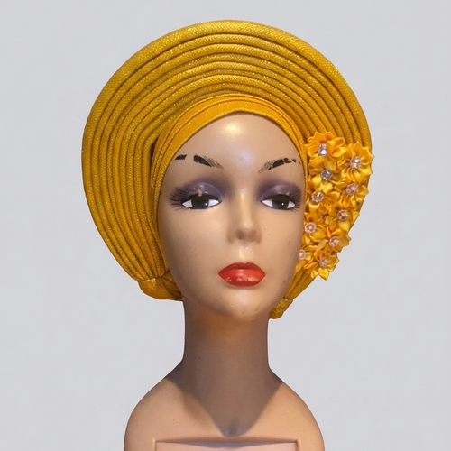 Premium Pre-Tied Auto Gele – Handcrafted Headwrap in Multiple Colors