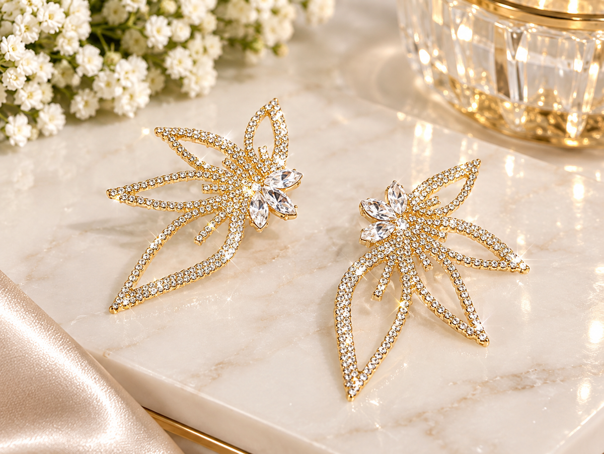 Crystal Floral Statement Earrings