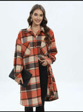 Oversized Longline Plaid Shacket Coat