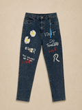 Doodle Graphic Straight-Leg Jeans