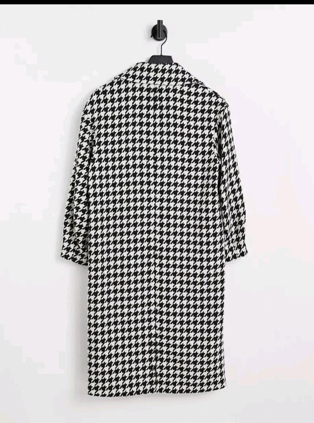 Chic Houndstooth Double-Breasted Longline Trench Coat