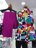 Abstract Geometric Sleeveless Vest Blazer & Trousers Two-Piece Set