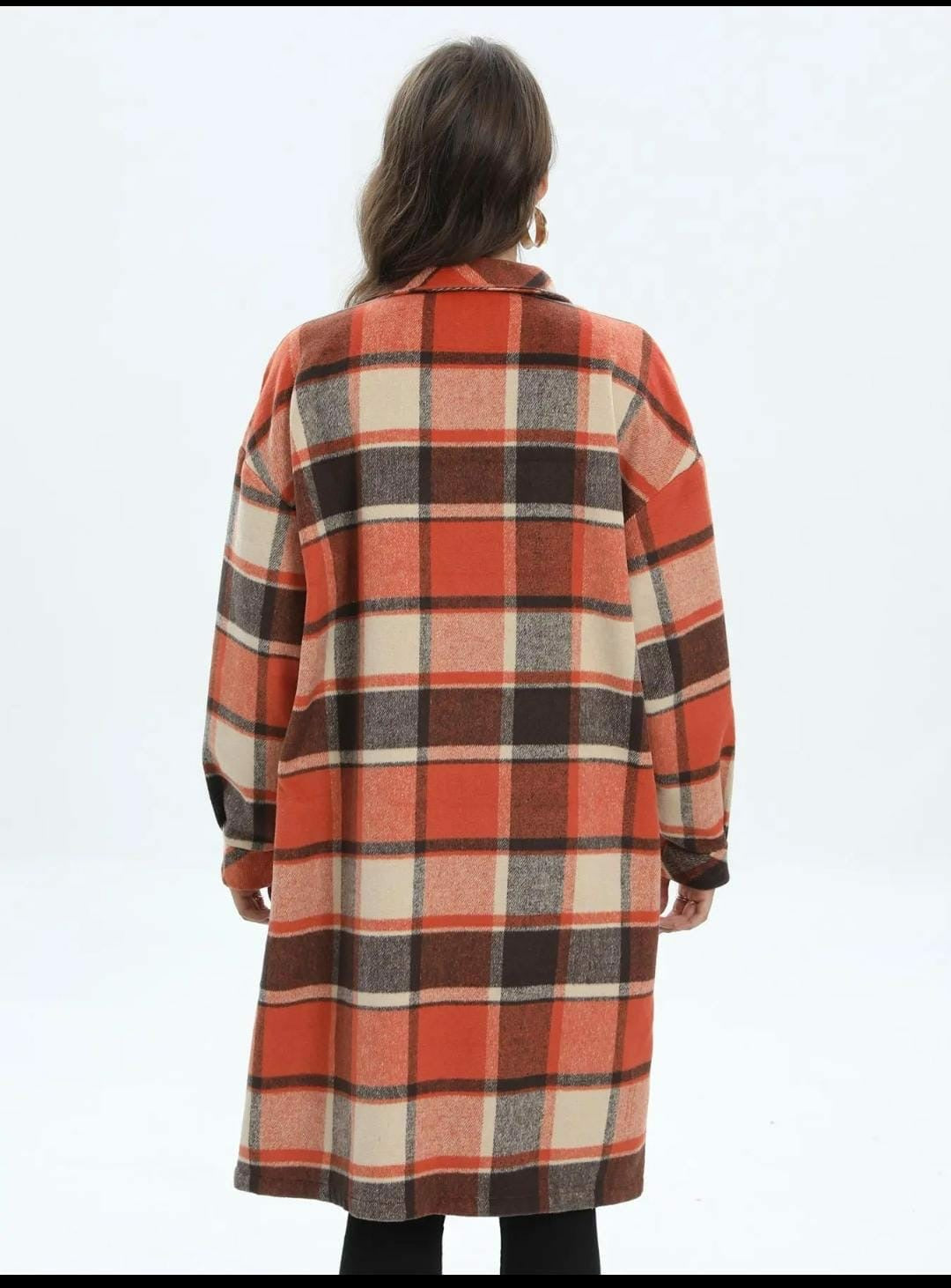 Oversized Longline Plaid Shacket Coat
