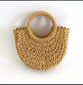 Handcrafted Woven Straw Round-Handle Tote