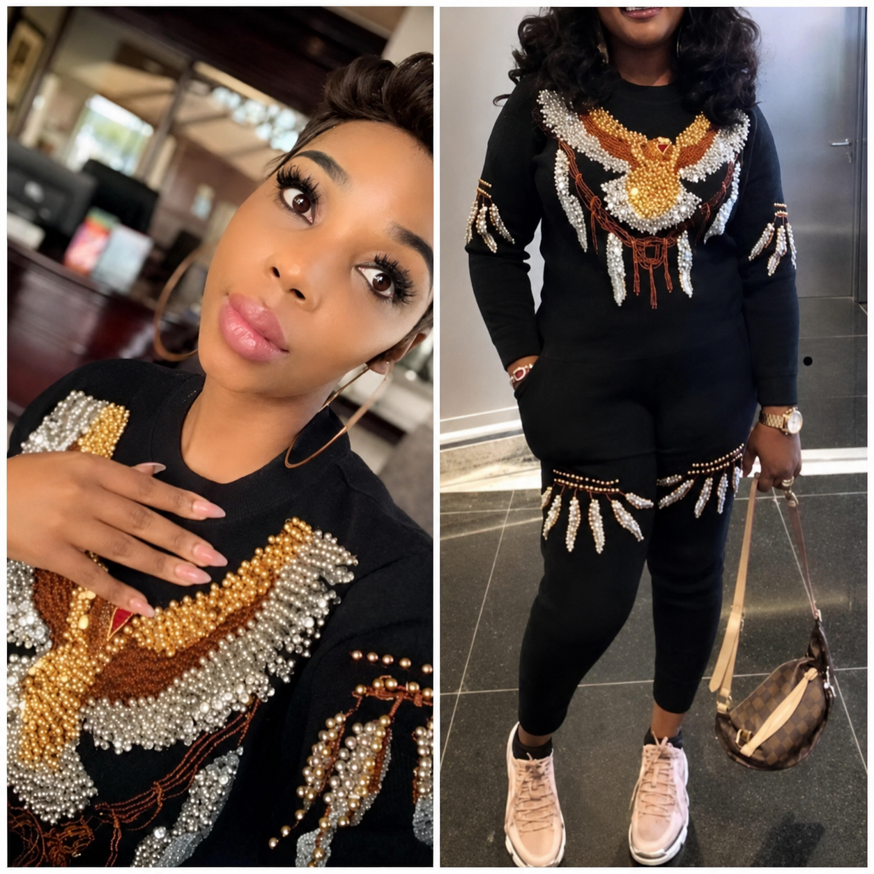 Embellished Eagle Luxe Two-Piece Set