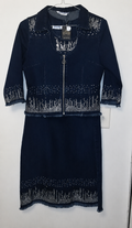Stunning 2-Piece Rhinestone Denim Dress Set – Sleeveless Midi Dress & Matching Crop Jacket