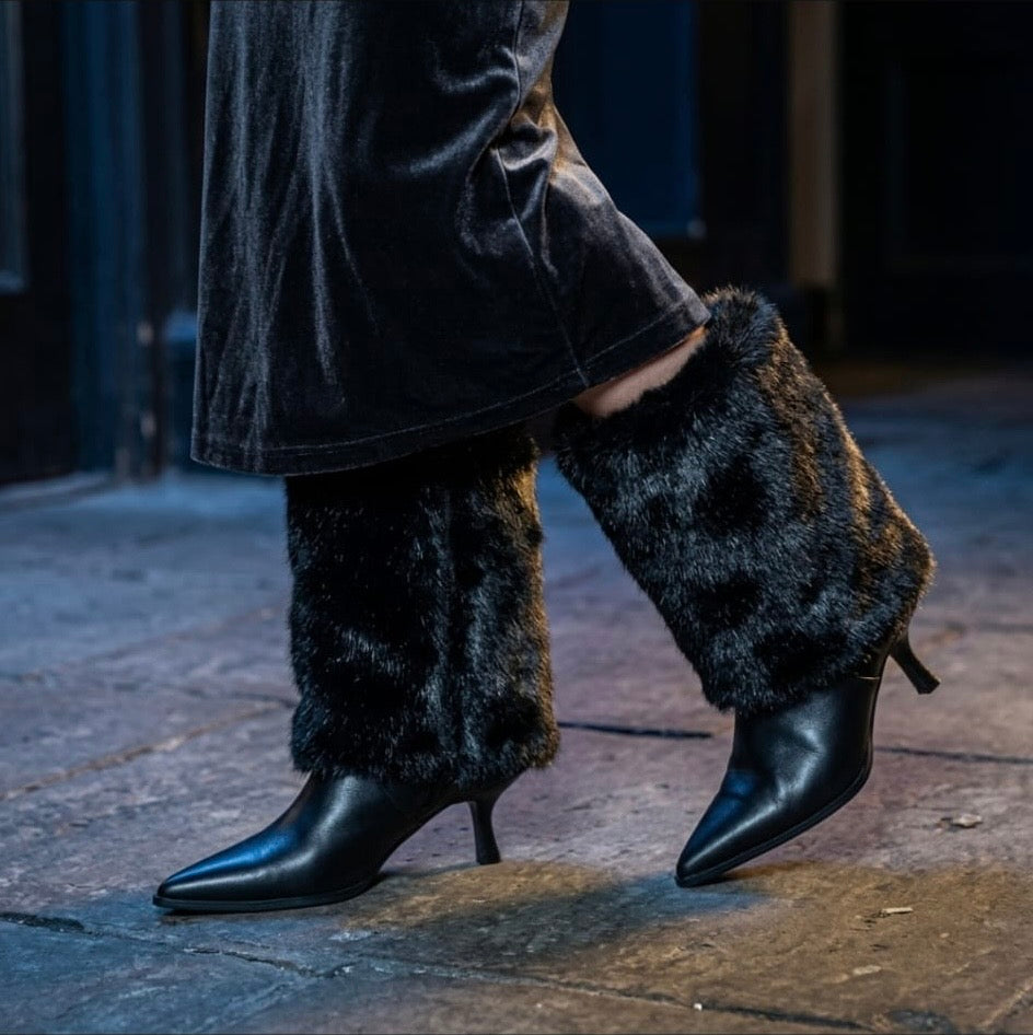 Black Faux Fur Heeled Boots