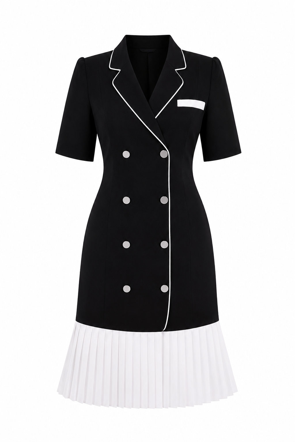 Black & White Double-Breasted Blazer Dress
