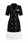 Black & White Double-Breasted Blazer Dress