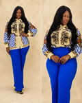 Royal Baroque Printed Shirt & Tailored Wide-Leg Trousers Set
