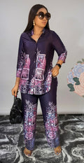 Midnight Flora Satin Two-Piece Set