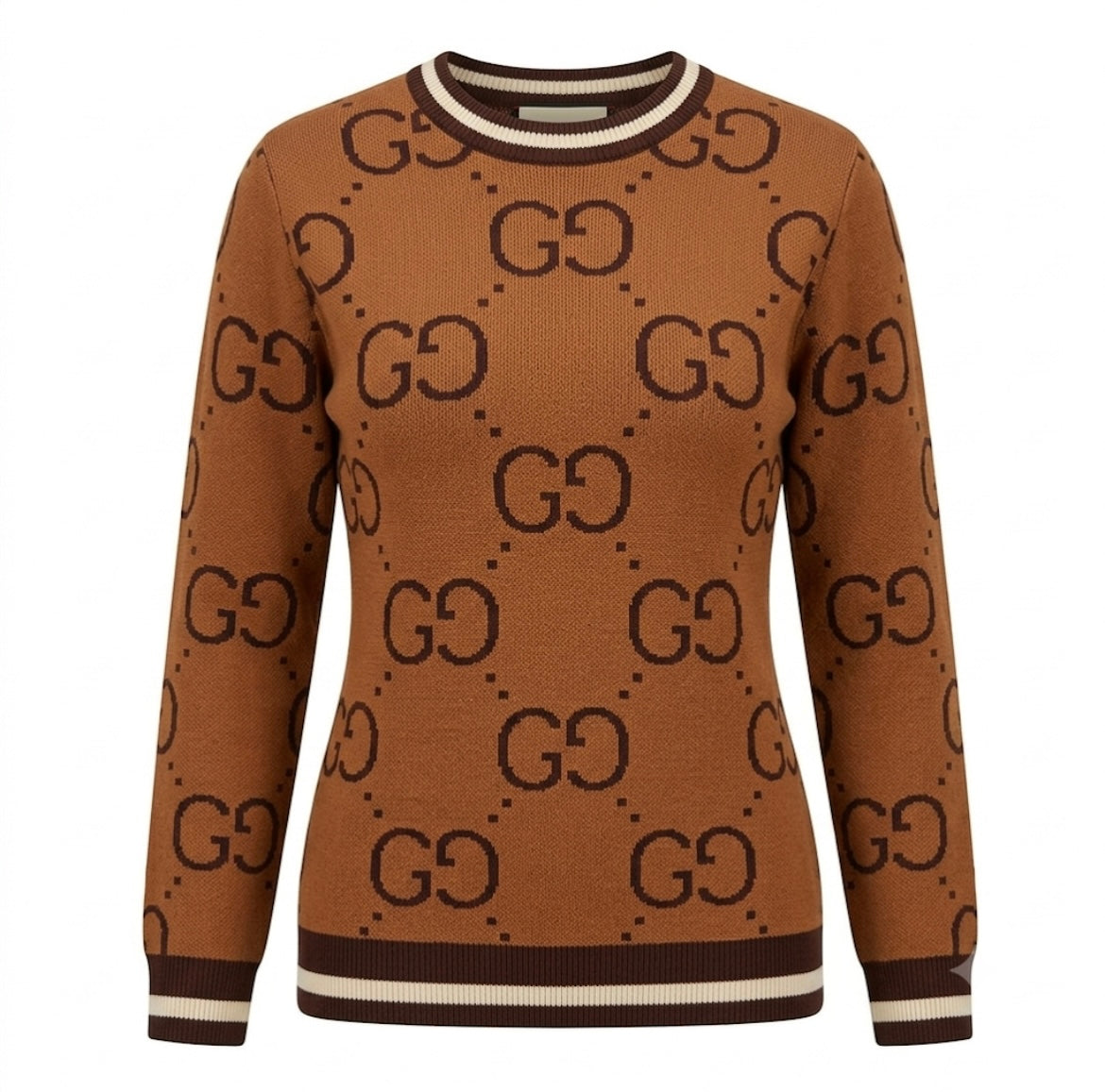Patterned Knit Crewneck Sweater