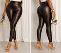 High-Waisted Faux Leather Sculpting Leggings