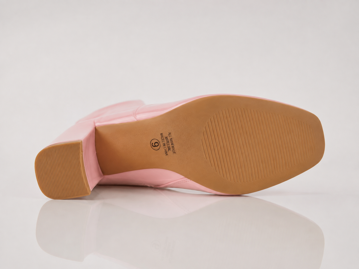 Blush Pink Patent Ankle Boots