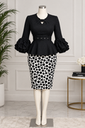 Black & White Polka Dot Peplum Set