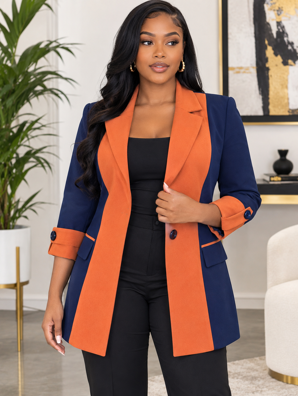 Executive Elegance Colorblock Blazer