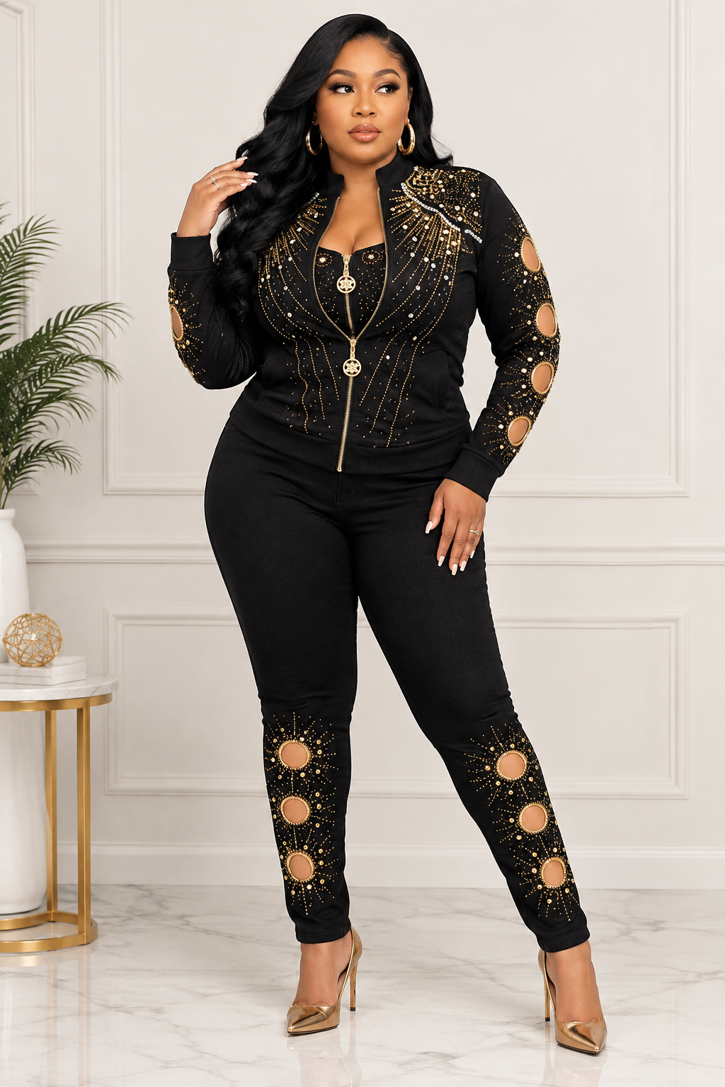 Luxurious 3-Piece Embellished Tracksuit Set