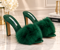 Emerald Green Fur Mules