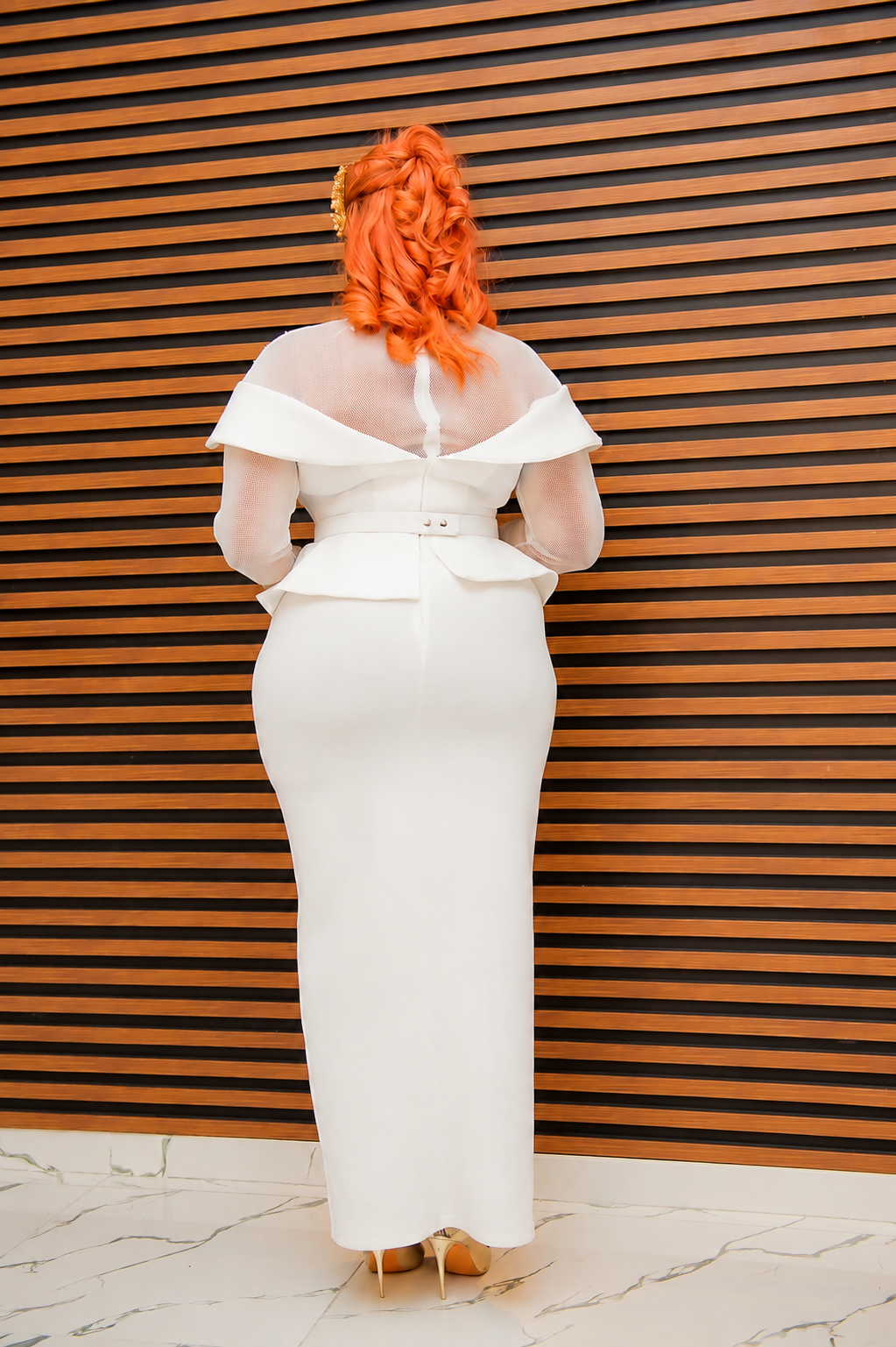 Elegant White Peplum Maxi Dress