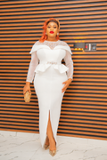 Elegant White Peplum Maxi Dress