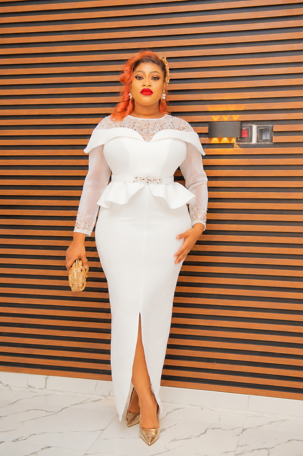 Elegant White Peplum Maxi Dress