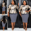Elegant Metallic Peplum Midi Dress